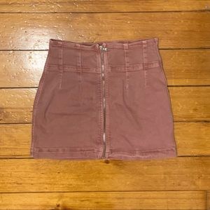 free people high waist pink denim mini skirt